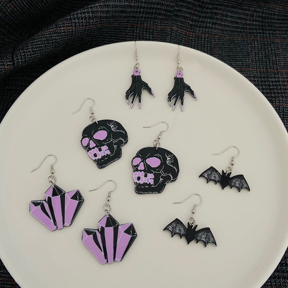 Wholesale Halloween series Bat Skeleton Acrylic Earrings